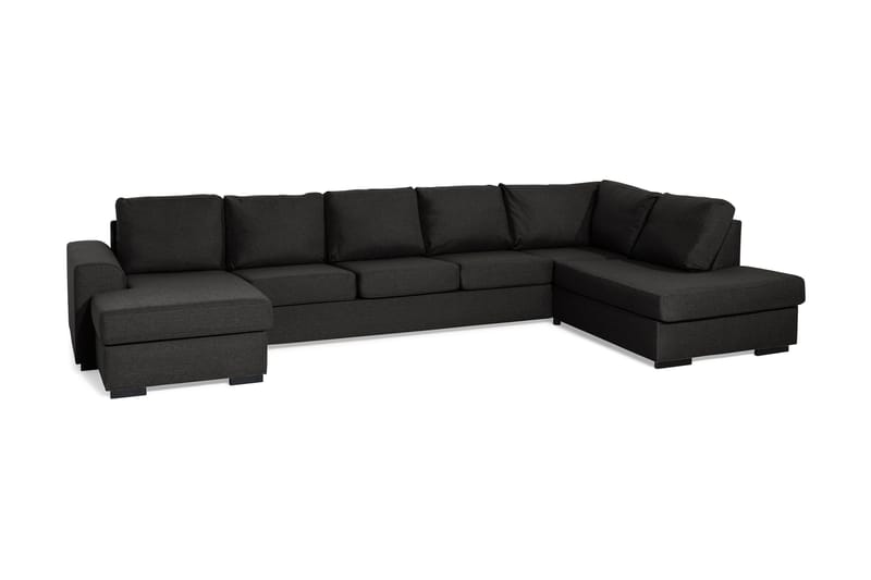 Ocean 5-personers Højrevendt U-formet Large Sofa med Divan og Chaiselong i Stof - Sort - Møbler - Sofaer - U Sofa