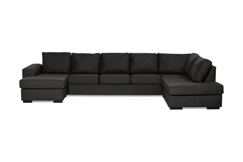 Ocean 5-personers Højrevendt U-formet Large Sofa med Divan og Chaiselong i Stof, Sort