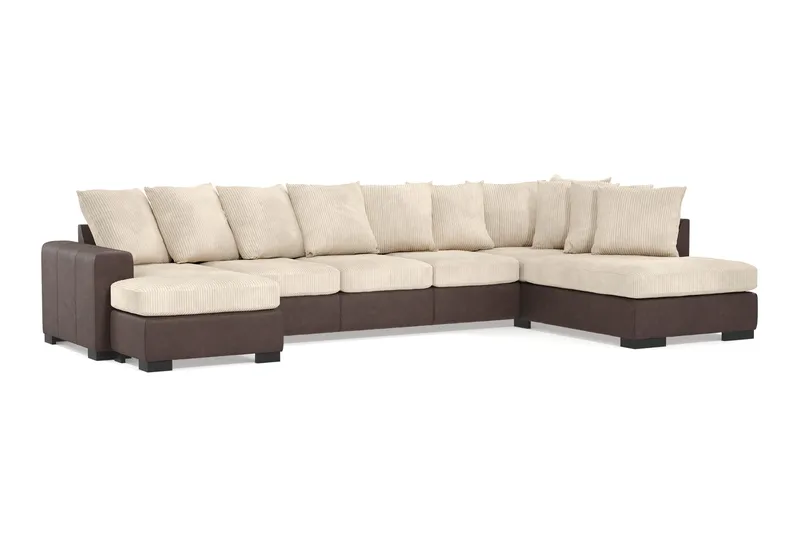 Ocean 5-personers Højrevendt U-formet Large Sofa med Divan og Chaiselong i Manchester - Beige - Møbler - Sofaer - U Sofa
