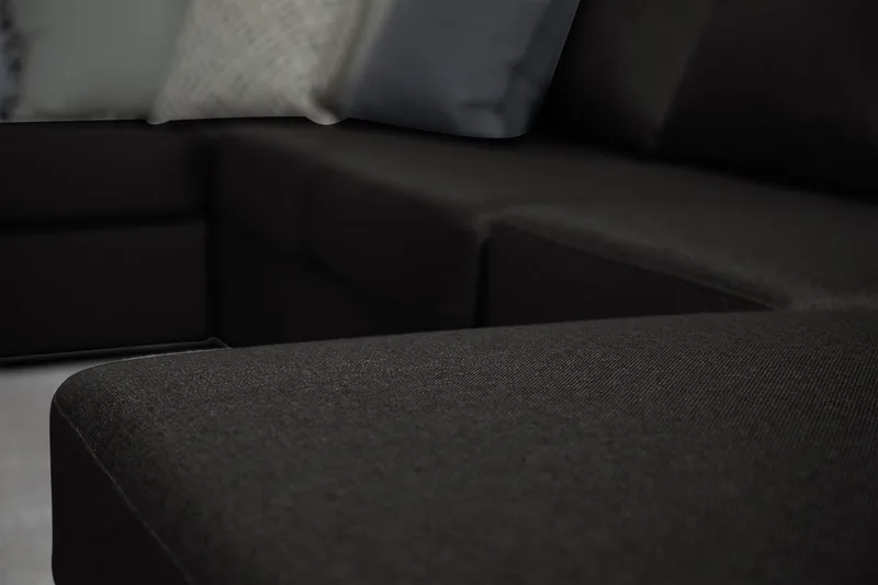 Ocean 5-personers Venstrevendt U-formet Large Sofa med Divan og Chaiselong i Stof - Sort - Møbler - Sofaer - U Sofa