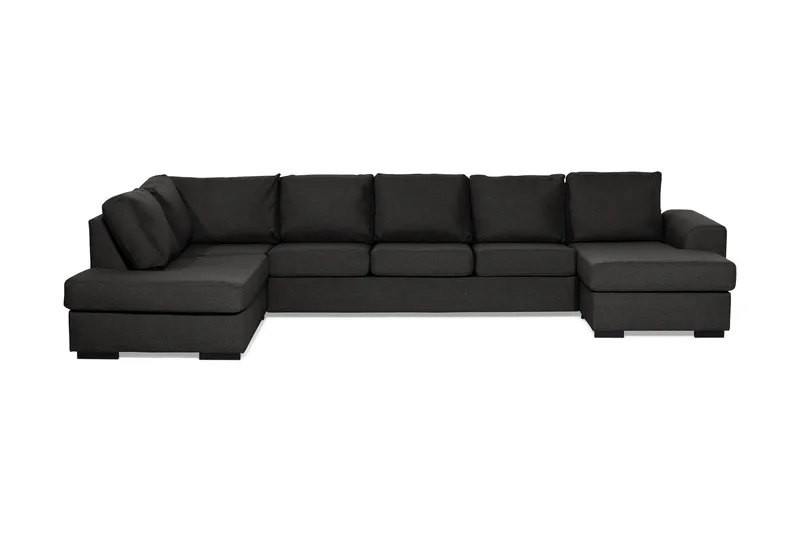 Ocean 5-personers Venstrevendt U-formet Large Sofa med Divan og Chaiselong i Stof, Sort