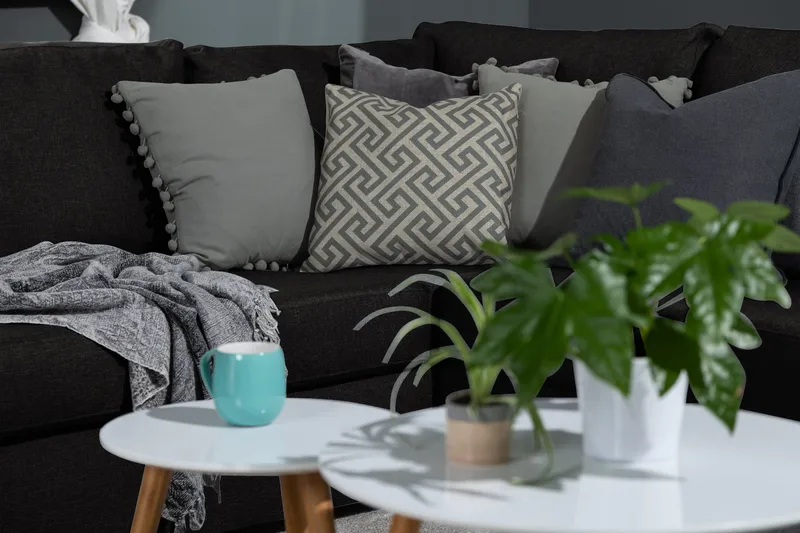 Ocean 5-personers Venstrevendt U-formet Large Sofa med Divan og Chaiselong i Stof - Sort - Møbler - Sofaer - U Sofa