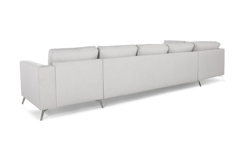 Ocean Lyx 6-personers Venstrevendt U-formet Sofa med Divan og Chaiselong + Fodskammel i Stof - Lysegrå - Møbler - Sofaer - U Sofa