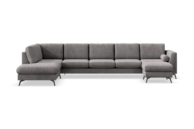 Ocean Lyx 6-personers Venstrevendt U-formet Sofa med Divan og Chaiselong + Fodskammel i Manchester - Mørkegrå - Møbler - Sofaer - U Sofa