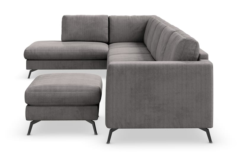 Ocean Lyx 6-personers Venstrevendt U-formet Sofa med Divan og Chaiselong + Fodskammel i Manchester - Mørkegrå - Møbler - Sofaer - U Sofa