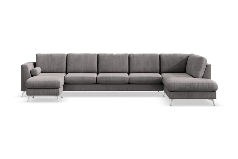Ocean Lyx 6-personers Højrevendt U-formet Sofa med Divan og Chaiselong + Fodskammel i Manchester - Mørkegrå - Møbler - Sofaer - U Sofa