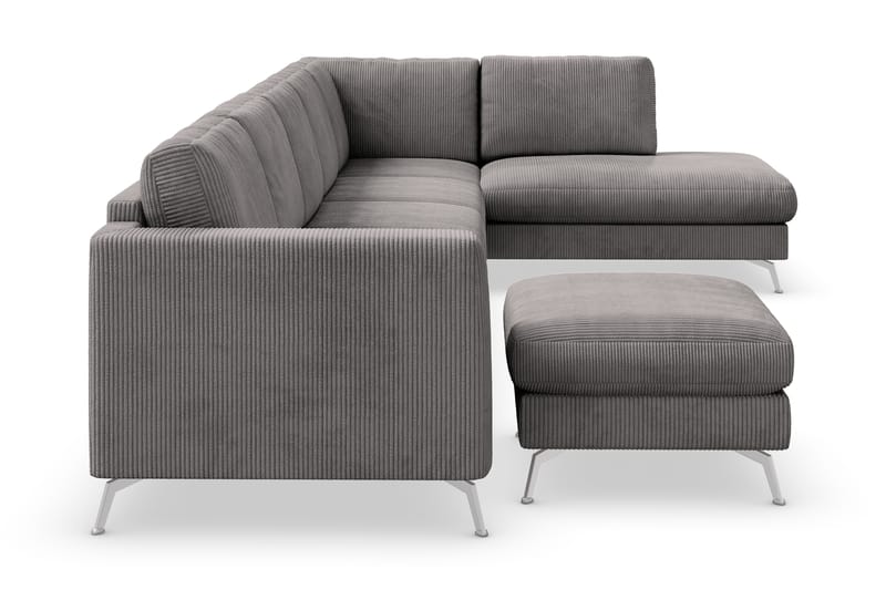 Ocean Lyx 6-personers Højrevendt U-formet Sofa med Divan og Chaiselong + Fodskammel i Manchester - Mørkegrå - Møbler - Sofaer - U Sofa