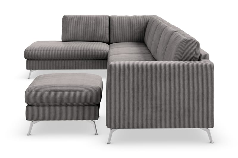 Ocean Lyx 6-personers Venstrevendt U-formet Sofa med Divan og Chaiselong + Fodskammel i Manchester - Mørkegrå - Møbler - Sofaer - U Sofa