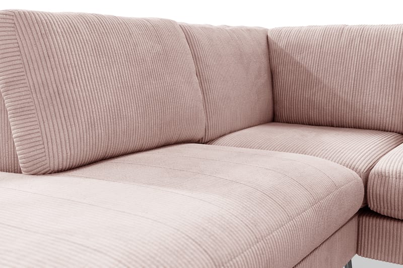 Ocean Lyx 6-personers Venstrevendt U-formet Sofa med Divan og Chaiselong + Fodskammel i Manchester - Rosa - Møbler - Sofaer - U Sofa