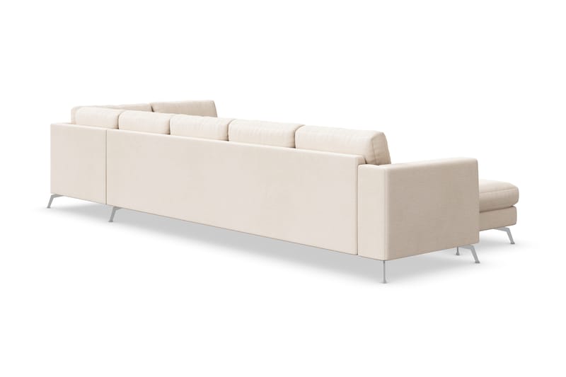 Ocean Lyx 6-personers Højrevendt U-formet Sofa med Divan og Chaiselong + Fodskammel i Stof - Beige - Møbler - Sofaer - U Sofa