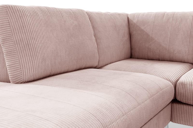 Ocean Lyx 6-personers Venstrevendt U-formet Sofa med Divan og Chaiselong + Fodskammel i Manchester - Rosa - Møbler - Sofaer - U Sofa