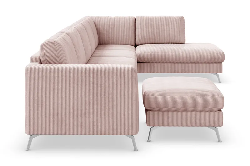 Ocean Lyx 6-personers Højrevendt U-formet Sofa med Divan og Chaiselong + Fodskammel i Manchester - Rosa - Møbler - Sofaer - U Sofa