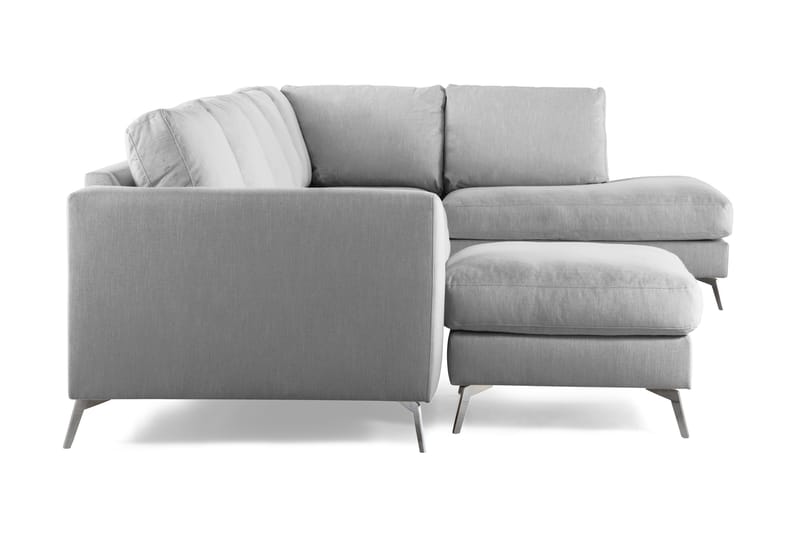 Ocean Lyx 6-personers Højrevendt U-formet Sofa med Divan og Chaiselong + Fodskammel i Stof - Grå - Møbler - Sofaer - U Sofa