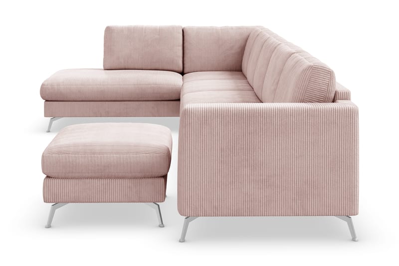 Ocean Lyx 6-personers Venstrevendt U-formet Sofa med Divan og Chaiselong + Fodskammel i Manchester - Rosa - Møbler - Sofaer - U Sofa