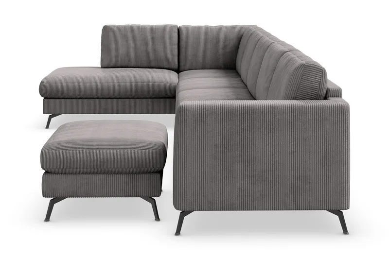 Ocean Lyx 6-personers Venstrevendt U-formet Sofa med Divan og Chaiselong + Fodskammel i Manchester - Mørkegrå - Møbler - Sofaer - U Sofa