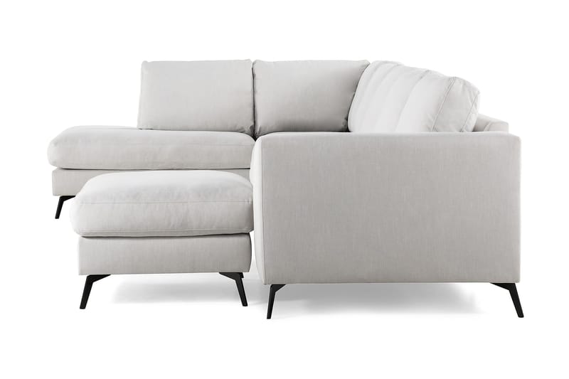 Ocean Lyx 6-personers Venstrevendt U-formet Sofa med Divan og Chaiselong + Fodskammel i Stof - Lysegrå - Møbler - Sofaer - U Sofa