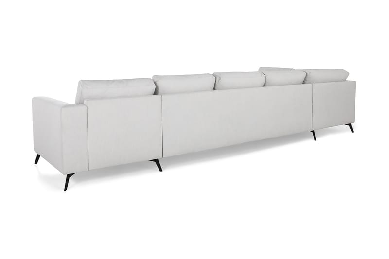 Ocean Lyx 6-personers Venstrevendt U-formet Sofa med Divan og Chaiselong + Fodskammel i Stof - Lysegrå - Møbler - Sofaer - U Sofa