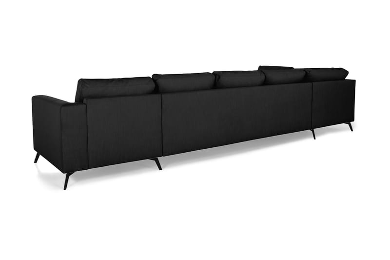 Ocean Lyx 6-personers Venstrevendt U-formet Sofa med Divan og Chaiselong + Fodskammel i Stof - Sort - Møbler - Sofaer - U Sofa