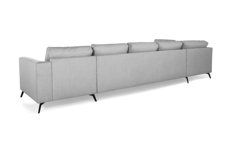 Ocean Lyx 6-personers Venstrevendt U-formet Sofa med Divan og Chaiselong + Fodskammel i Stof - Grå - Møbler - Sofaer - U Sofa