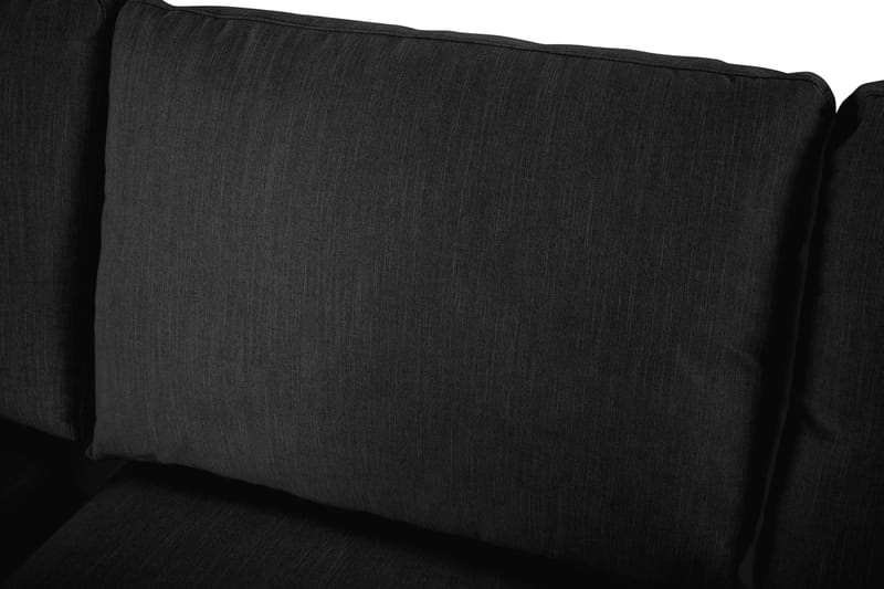 Ocean Lyx 6-personers Venstrevendt U-formet Sofa med Divan og Chaiselong + Fodskammel i Stof - Sort - Møbler - Sofaer - U Sofa