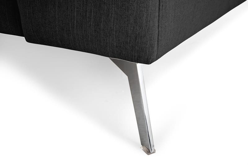 Ocean Lyx 6-personers Venstrevendt U-formet Sofa med Divan og Chaiselong + Fodskammel i Stof - Sort - Møbler - Sofaer - U Sofa
