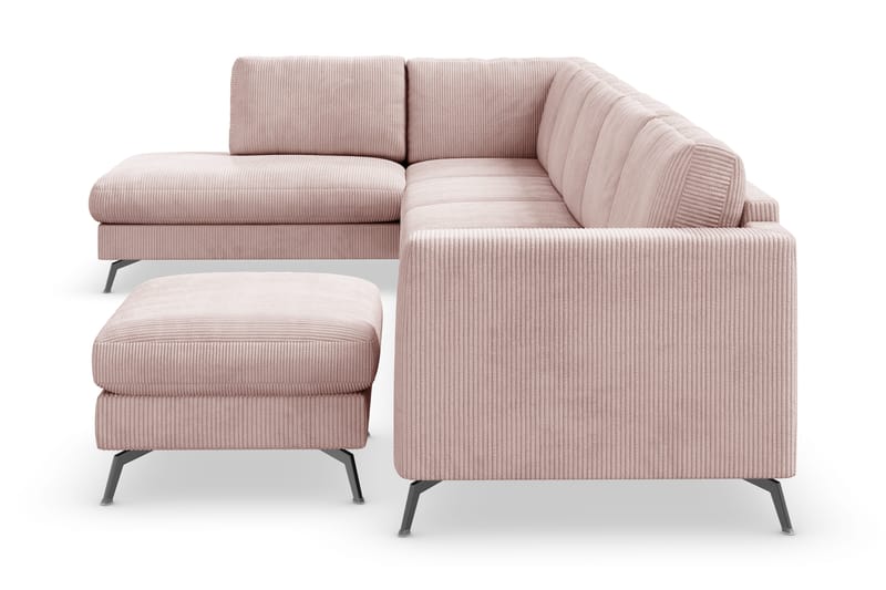Ocean Lyx 6-personers Venstrevendt U-formet Sofa med Divan og Chaiselong + Fodskammel i Manchester - Rosa - Møbler - Sofaer - U Sofa