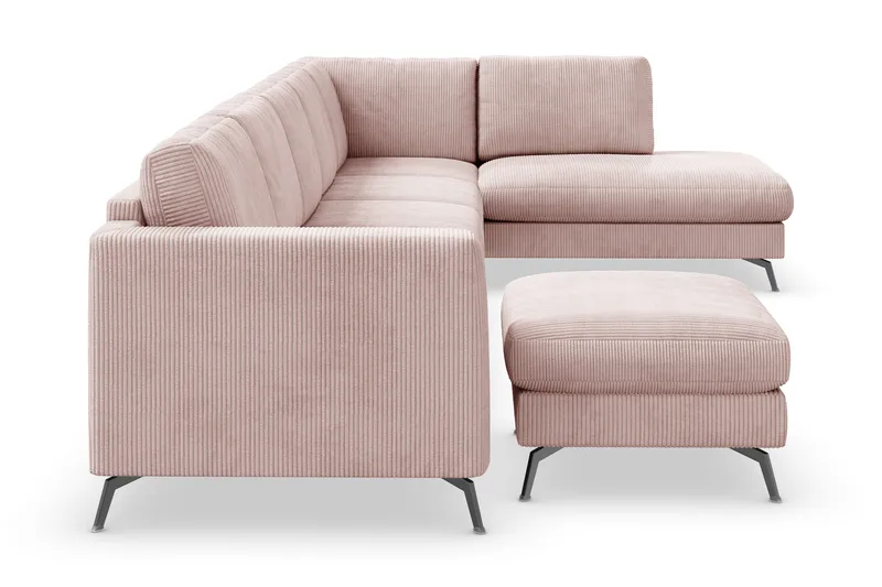 Ocean Lyx 6-personers Højrevendt U-formet Sofa med Divan og Chaiselong + Fodskammel i Manchester - Rosa - Møbler - Sofaer - U Sofa