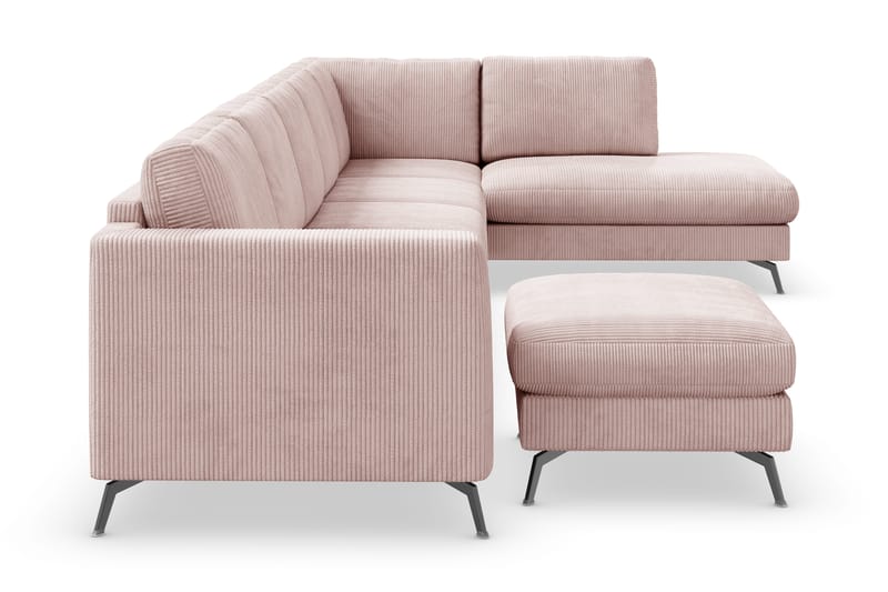 Ocean Lyx 6-personers Højrevendt U-formet Sofa med Divan og Chaiselong + Fodskammel i Manchester - Rosa - Møbler - Sofaer - U Sofa