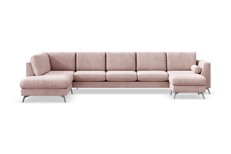 Ocean Lyx 6-personers Venstrevendt U-formet Sofa med Divan og Chaiselong + Fodskammel i Manchester - Rosa - Møbler - Sofaer - U Sofa