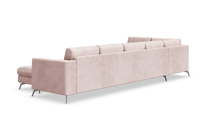 Ocean Lyx 6-personers Venstrevendt U-formet Sofa med Divan og Chaiselong + Fodskammel i Manchester - Rosa - Møbler - Sofaer - U Sofa