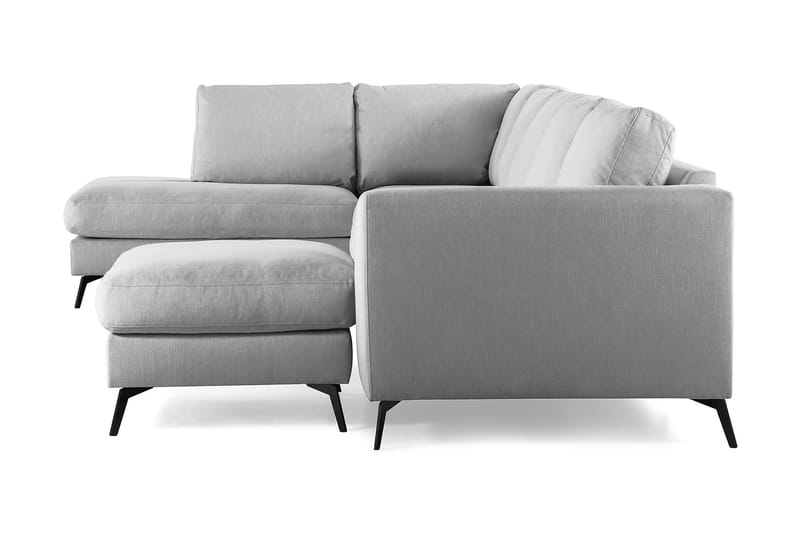 Ocean Lyx 6-personers Venstrevendt U-formet Sofa med Divan og Chaiselong + Fodskammel i Stof - Grå - Møbler - Sofaer - U Sofa