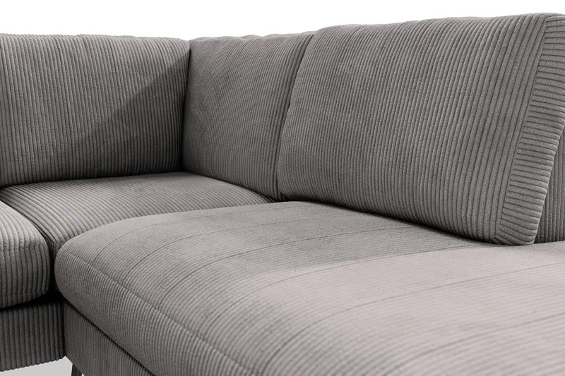 Ocean Lyx 6-personers Højrevendt U-formet Sofa med Divan og Chaiselong + Fodskammel i Manchester - Mørkegrå - Møbler - Sofaer - U Sofa