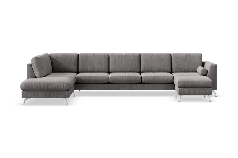 Ocean Lyx 6-personers Venstrevendt U-formet Sofa med Divan og Chaiselong + Fodskammel i Manchester - Mørkegrå - Møbler - Sofaer - U Sofa