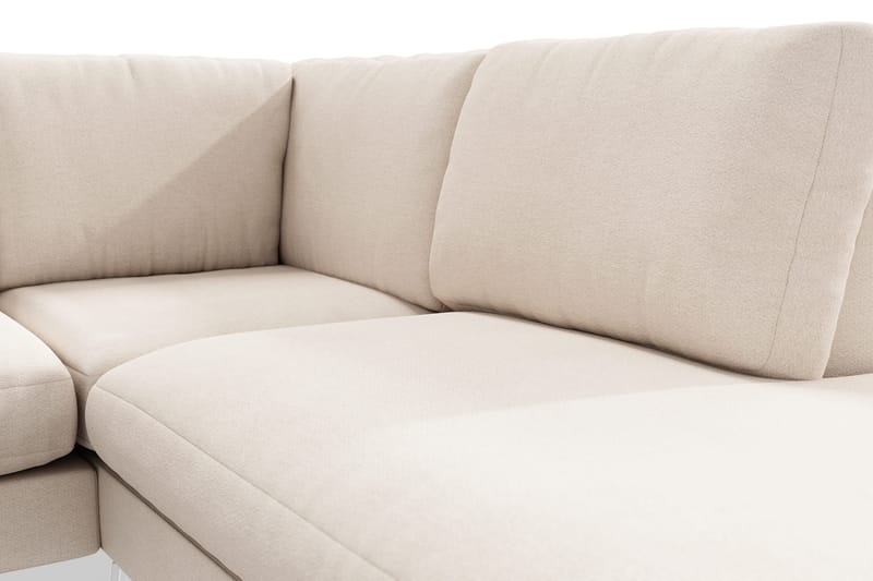Ocean Lyx 6-personers Højrevendt U-formet Sofa med Divan og Chaiselong + Fodskammel i Stof - Beige - Møbler - Sofaer - U Sofa