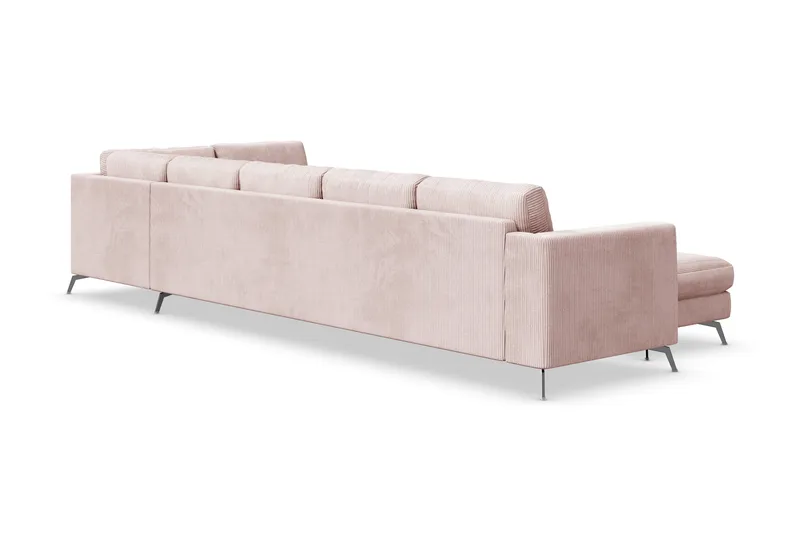 Ocean Lyx 6-personers Højrevendt U-formet Sofa med Divan og Chaiselong + Fodskammel i Manchester - Rosa - Møbler - Sofaer - U Sofa