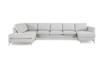 Ocean Lyx 6-personers Venstrevendt U-formet Sofa med Divan og Chaiselong + Fodskammel i Stof