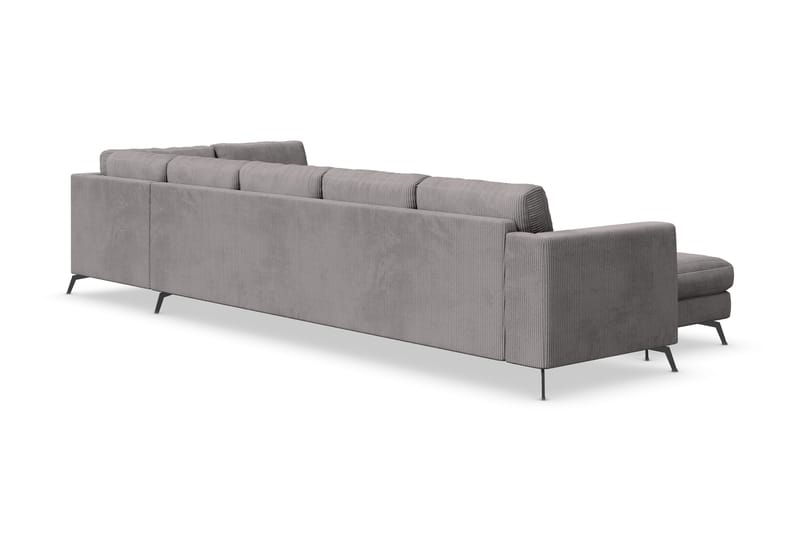 Ocean Lyx 6-personers Højrevendt U-formet Sofa med Divan og Chaiselong + Fodskammel i Manchester - Mørkegrå - Møbler - Sofaer - U Sofa