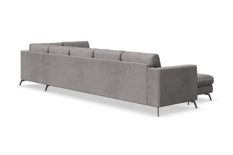 Ocean Lyx 6-personers Højrevendt U-formet Sofa med Divan og Chaiselong + Fodskammel i Manchester - Mørkegrå - Møbler - Sofaer - U Sofa