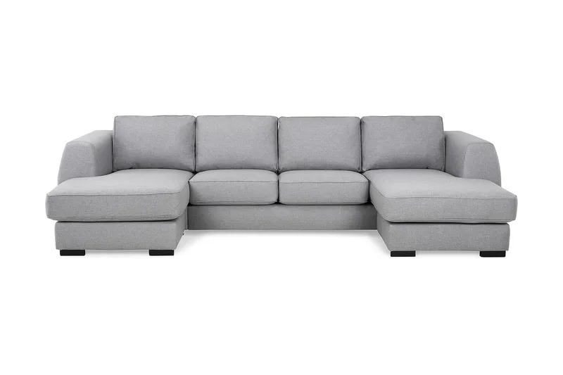 Optus 4-personers U-formet Sofa med Dobbeltdivan i Stof, Lysegrå