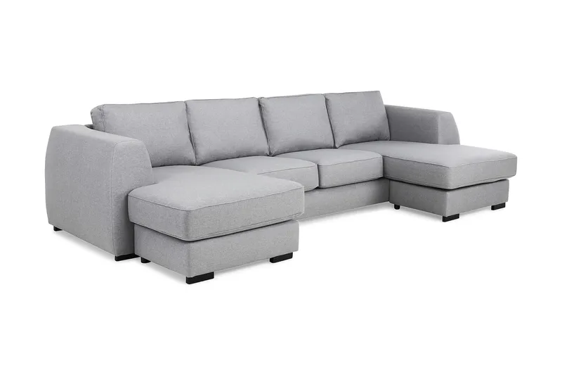 Optus 4-personers U-formet Sofa med Dobbeltdivan i Stof - Lysegrå - Møbler - Sofaer - U Sofa