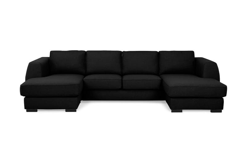 Optus 4-personers U-formet Sofa med Dobbeltdivan i Stof - Sort - Møbler - Sofaer - U Sofa