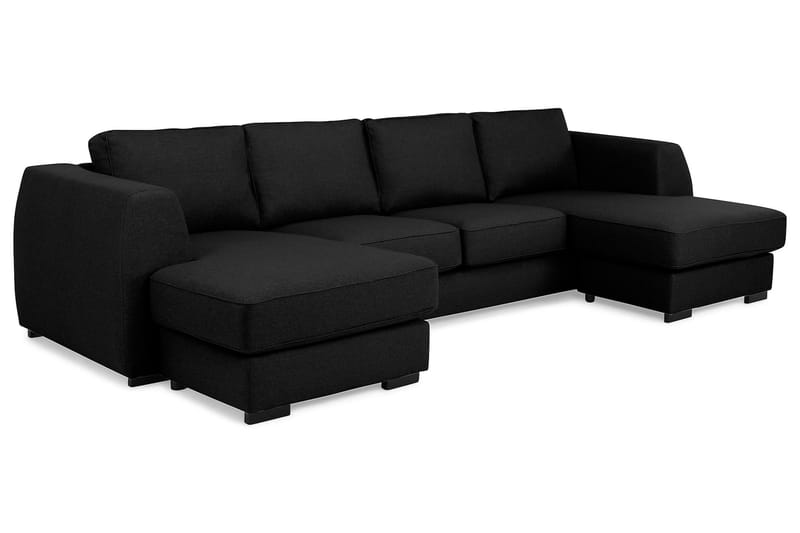 Optus 4-personers U-formet Sofa med Dobbeltdivan i Stof - Sort - Møbler - Sofaer - U Sofa