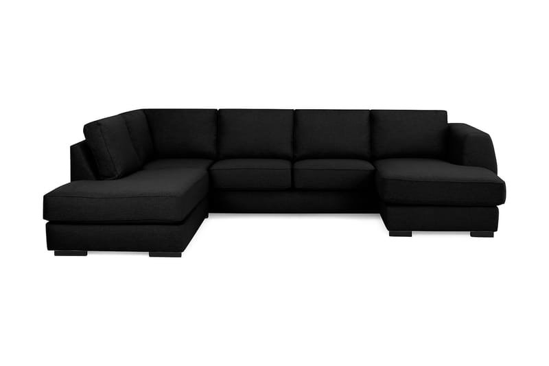 Optus 4-personers Venstrevendt U-formet Sofa med Divan og Chaiselong i Stof - Sort - Møbler - Sofaer - U Sofa