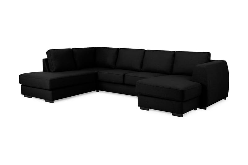 Optus 4-personers Venstrevendt U-formet Sofa med Divan og Chaiselong i Stof - Sort - Møbler - Sofaer - U Sofa
