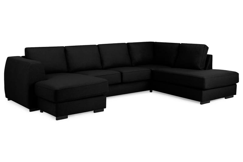 Optus 4-personers Højrevendt U-formet Sofa med Divan og Chaiselong i Stof - Sort - Møbler - Sofaer - U Sofa
