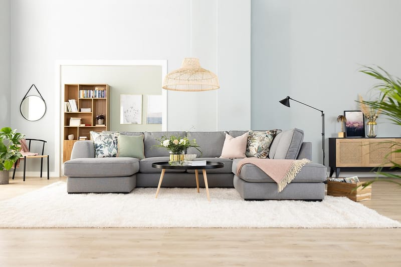 Optus 4-personers Venstrevendt U-formet Sofa med Divan og Chaiselong i Stof - Lysegrå - Møbler - Sofaer - U Sofa