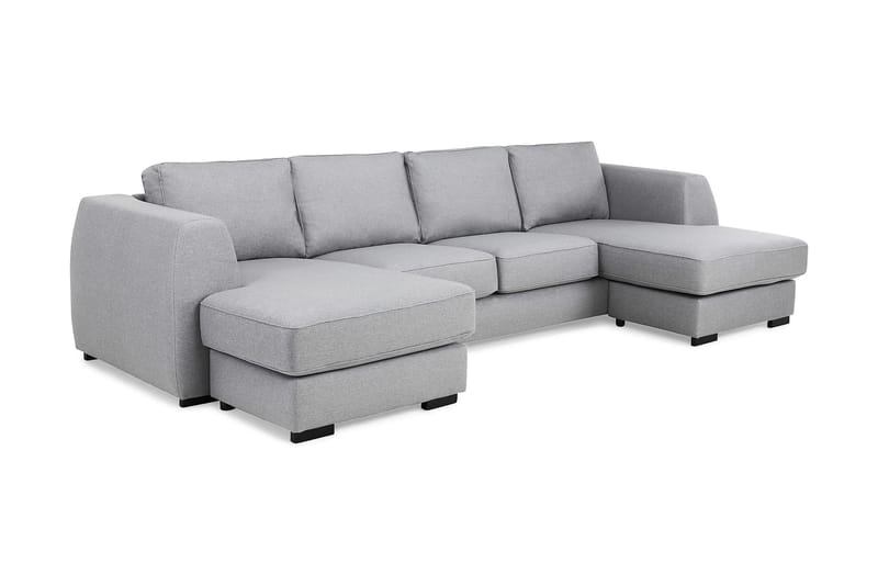 Optus 4-personers U-formet Sofa med Dobbeltdivan i Stof - Lysegrå - Møbler - Sofaer - U Sofa