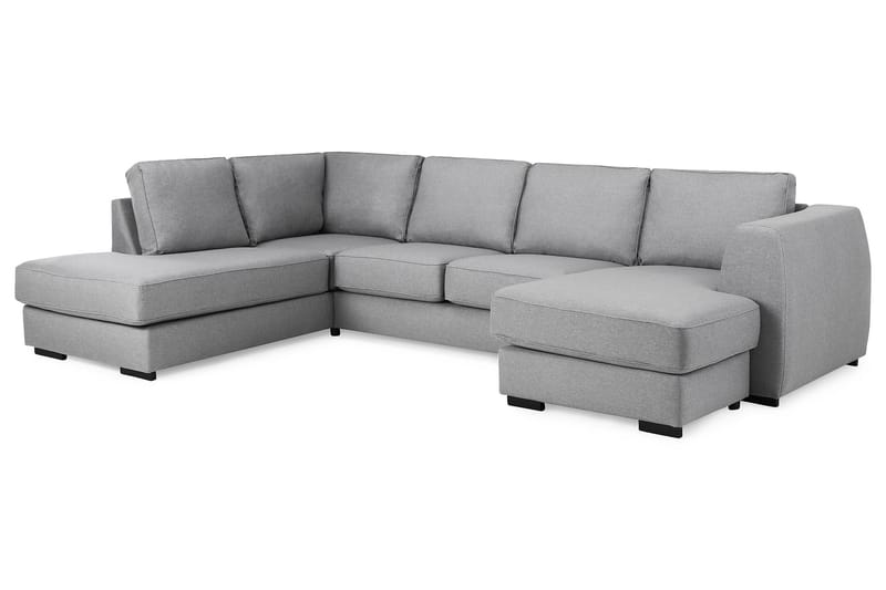 Optus 4-personers Venstrevendt U-formet Sofa med Divan og Chaiselong i Stof - Lysegrå - Møbler - Sofaer - U Sofa