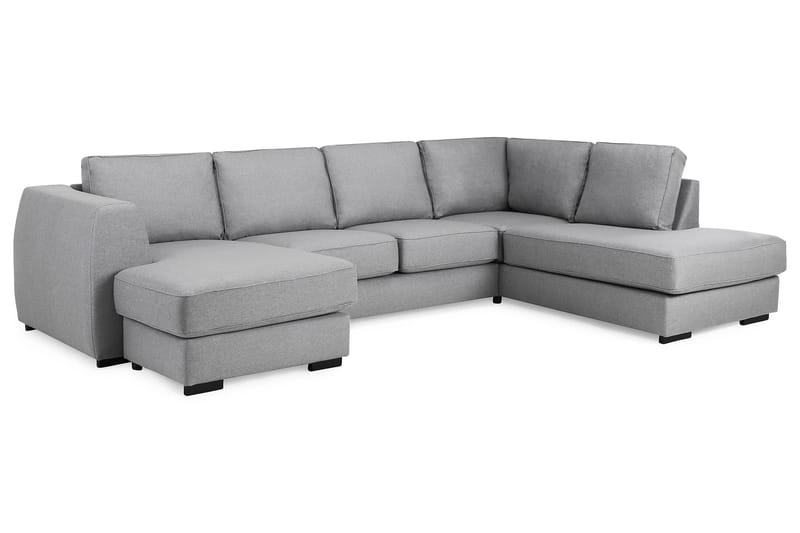 Optus 4-personers Højrevendt U-formet Sofa med Divan og Chaiselong i Stof - Lysegrå - Møbler - Sofaer - U Sofa