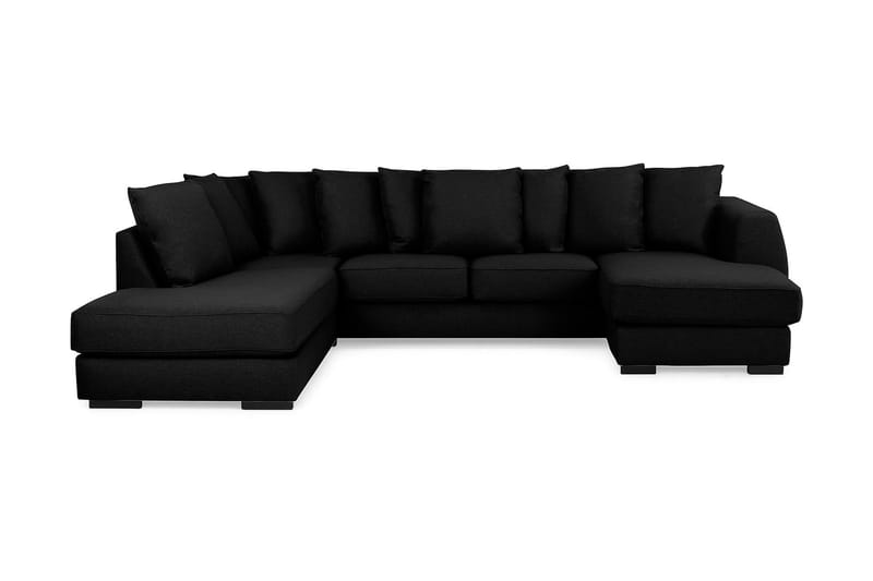 Optus 4-personers Venstrevendt U-formet Sofa med Divan og Chaiselong i Stof inkl. Kuvertpuder - Sort - Møbler - Sofaer - U Sofa